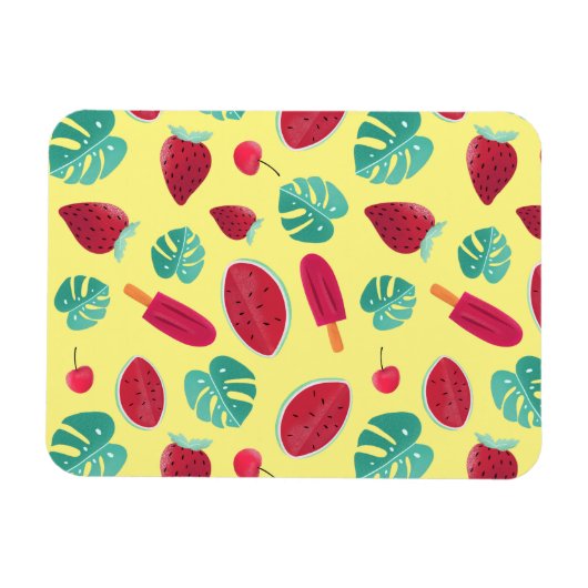 Popsicle, Cherry, Strawberry & Watermelon Blätter Magnet (Horizontal)