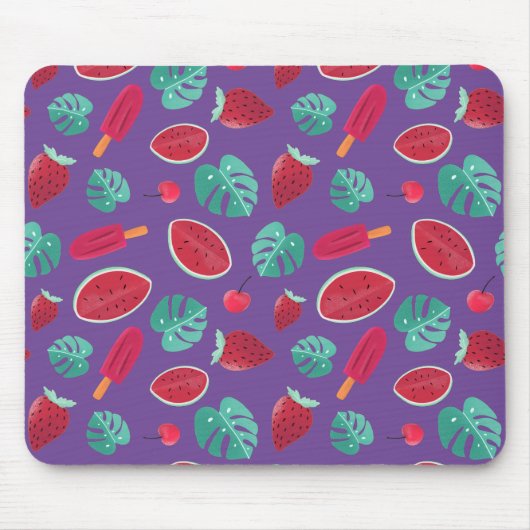 Popsicle, Cherry, Strawberry & Watermelon Blätter Mousepad (Vorne)