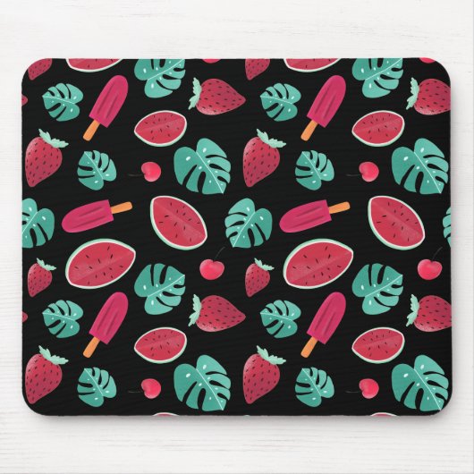 Popsicle, Cherry, Strawberry & Watermelon Blätter Mousepad (Vorne)