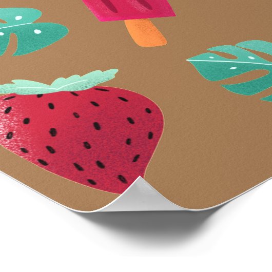 Popsicle, Cherry, Strawberry & Watermelon Blätter Poster (Ecke)