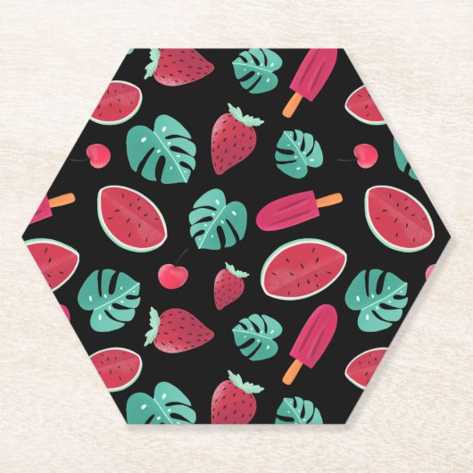 Popsicle, Cherry, Strawberry & Watermelon Blätter Untersetzer (Vorderseite)