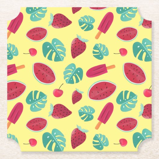 Popsicle, Cherry, Strawberry & Watermelon Blätter Untersetzer (Vorderseite)