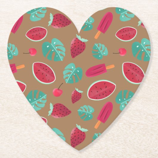 Popsicle, Cherry, Strawberry & Watermelon Blätter Untersetzer (Vorderseite)