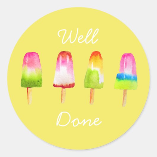 Popsicle Eis Block Sommer Wasserfarbenlehre niedli Runder Aufkleber (Vorderseite)