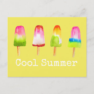 Popsicle Eis block Sommerwasserfarbe niedlich Postkarte