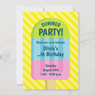 Popsicle Eis Kind Sommer Geburtstagsparty Einladung