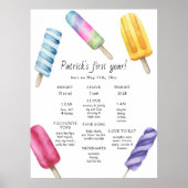 Popsicle First Birthday Mlestone Geburtstag Poster (Vorne)