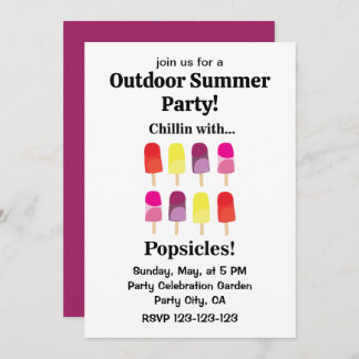 Popsicle Fun Colorful Outdoorsommer Party Einladung