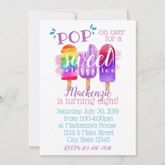 Popsicle-Geburtstag Einladung (Vorderseite)