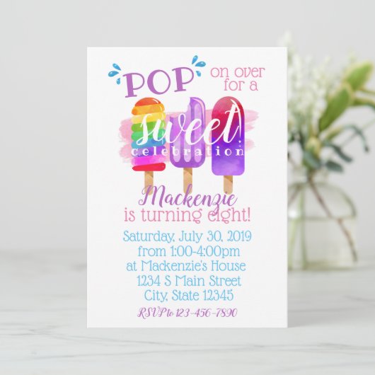 Popsicle-Geburtstag Einladung (Stehend Vorderseite)