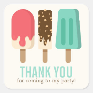 Popsicle-Geburtstags-Party Quadratischer Aufkleber