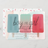 Popsicle Gender Reveal Baby Shower by Mail Einladung (Vorne/Hinten)