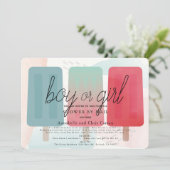 Popsicle Gender Reveal Baby Shower by Mail Einladung (Stehend Vorderseite)