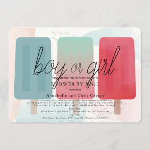 Popsicle Gender Reveal Baby Shower by Mail Einladung