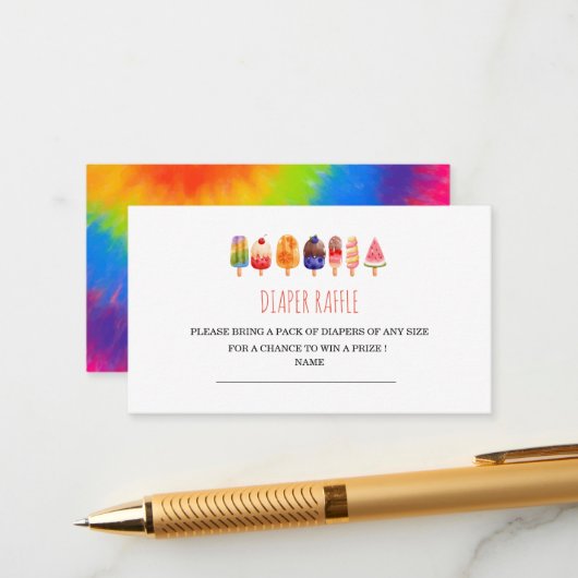 Popsicle Ice Cream Baby Dusche Windel Tombola Begleitkarte (Vorderseite/Rückseite Beispiel)