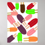 Popsicle Paradise Poster<br><div class="desc">Ein großartiges mouthwässerndes Poster oder Druck. Tropische Popsikel in verschiedenen saftigen Geschmacksrichtungen. Limon,  Kirsche,  Wassermelone,  Traube,  Orange und Schokolade.</div>