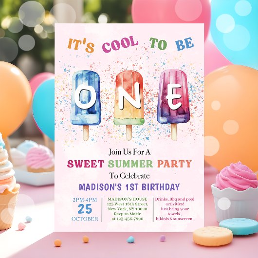 Popsicle Party Cool Einladung 1. Geburtstag