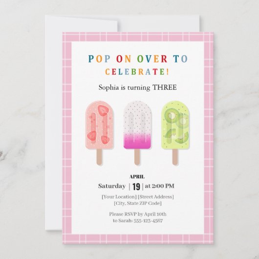 Popsicle Party Einladung (Vorderseite)