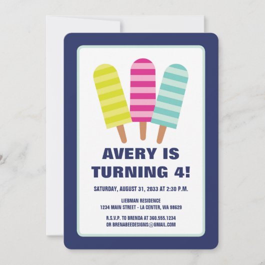 Popsicle Party Einladung (Vorderseite)
