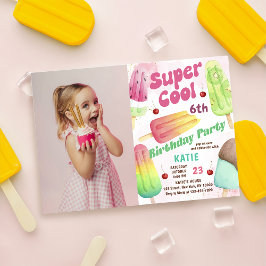 Popsicle Party Super Cool Girl Birthday Foto Einladung