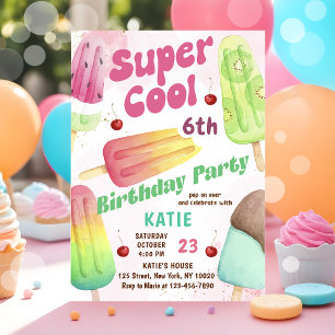 Popsicle Party Super Cool Girl Geburtstagseinladun Einladung