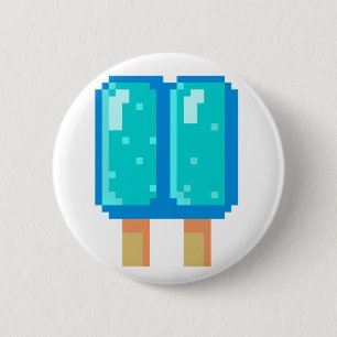 Popsicle-Pixel-Kunst-blauer 8-Bitknopf Button