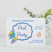 Popsicle Pool Party Einladung (Stehend Vorderseite)