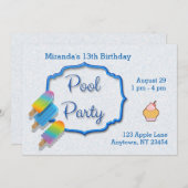 Popsicle Pool Party Einladung (Vorne/Hinten)