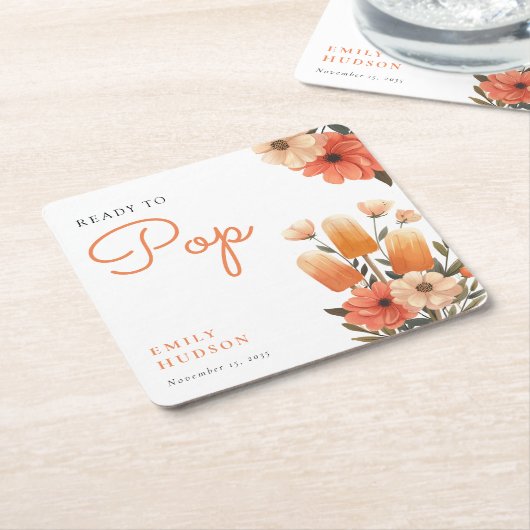 Popsicle Ready to Pop Baby Dusche Rechteckiger Pappuntersetzer (angewinkelt)