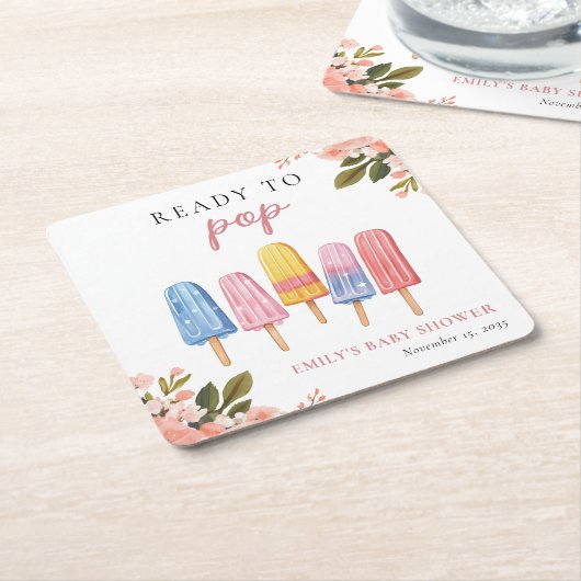 Popsicle Ready to Pop Baby Dusche Rechteckiger Pappuntersetzer (angewinkelt)