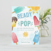 Popsicle Ready to Pop Baby Shower Einladung (Stehend Vorderseite)