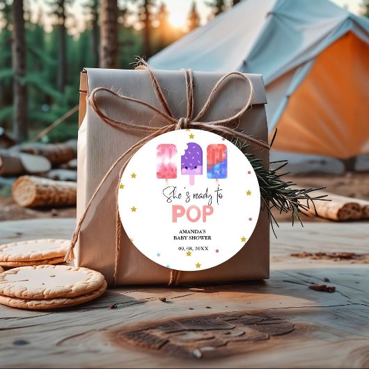 Popsicle She is ready to Pop Baby Shower Geschenkanhänger