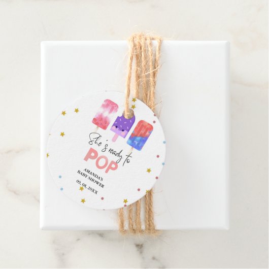 Popsicle She is ready to Pop Baby Shower Geschenkanhänger (Beispiel)