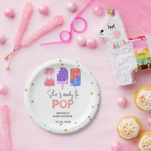 Popsicle She is ready to Pop Baby Shower Pappteller (Party)