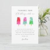 Popsicle Summer Birthday Party Dankeskarte (Stehend Vorderseite)