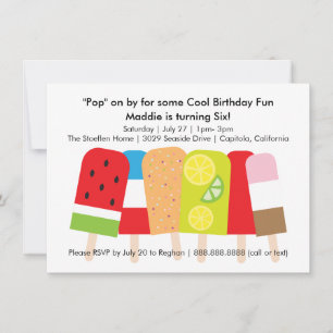 Popsicle Summer Birthday Party Einladung