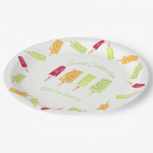 Popsicle Summer Birthday Party Pappteller (Schrägansicht)