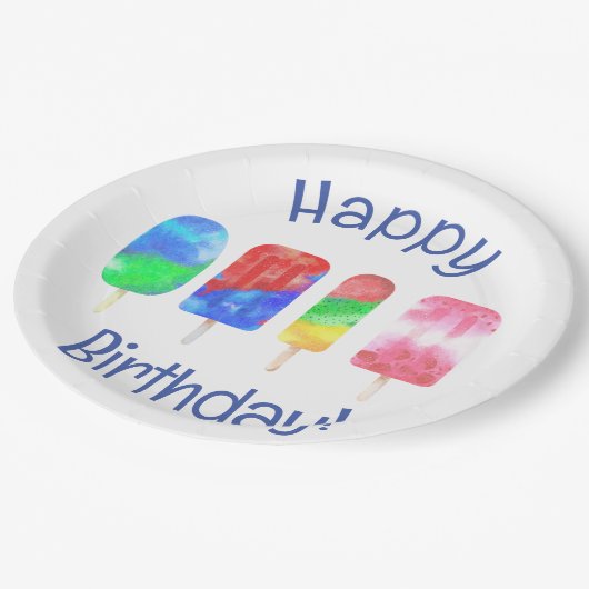 Popsicle Summer Party Pappteller (Schrägansicht)