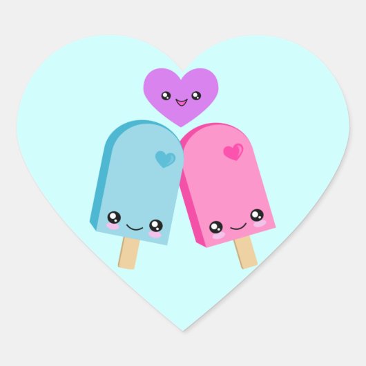 Popsicle Sweet Kawaii Heart Stickers (Vorderseite)