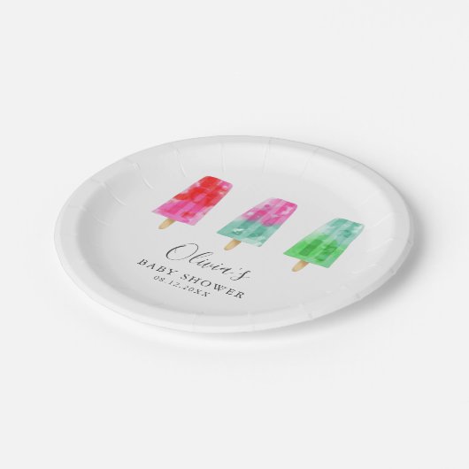 Popsicle Theme Summer Baby Dusche Pappteller (Schrägansicht)