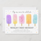 Popsicle Watercolor Pink Girl Birthday Einladung (Vorderseite)