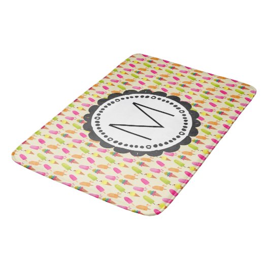 Popsicles and Ice cream cons Custom Monogram Badematte (Schrägansicht)