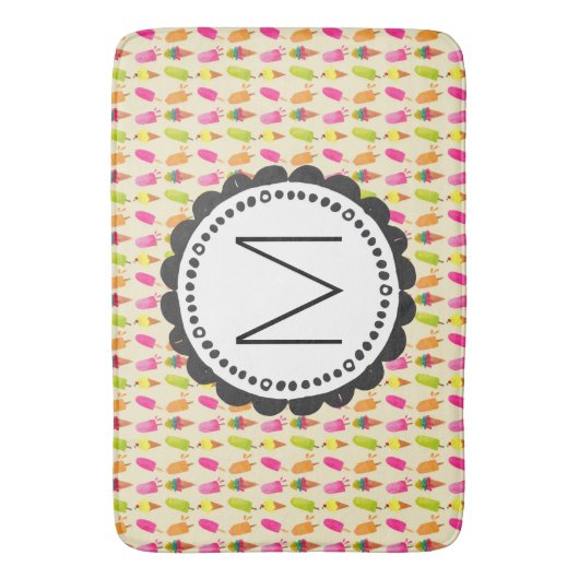 Popsicles and Ice cream cons Custom Monogram Badematte (Vorderseite Vertikal)