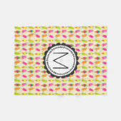 Popsicles and Ice cream cons Custom Monogram Fleecedecke (Vorderseite (Horizontal))
