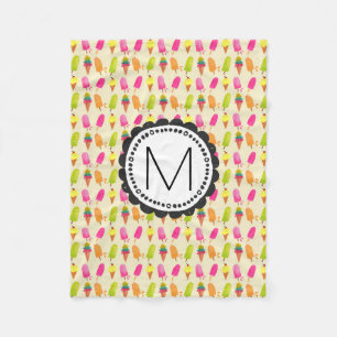 Popsicles and Ice cream cons Custom Monogram Fleecedecke