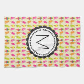 Popsicles and Ice cream cons Custom Monogram Küchentuch (Horizontal)