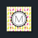 Popsicles and Ice cream cons Custom Monogram Leinwanddruck<br><div class="desc">Eine Leinwand mit süßen Sommermustern mit Popsikeln und Eiscreme-Kegel in bunten,  lebendigen Aquarellfarben. Schreiben Sie Ihr individuelles Monogramm in einen runden Rahmen mit einer skurrilen Blume.</div>