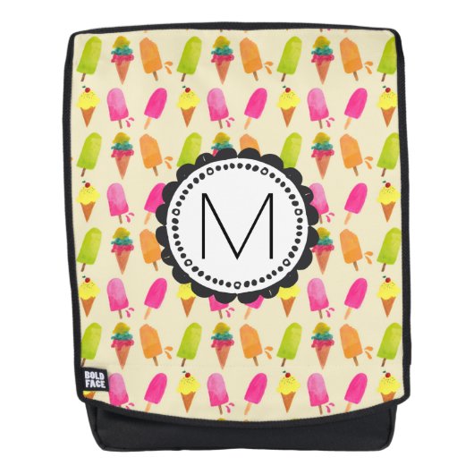 Popsicles and Ice cream cons Custom Monogram Rucksack (Vorderseite)