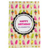 Popsicles and Ice Cream Pattern Happy Birthday Mittlere Geschenktüte (Rückseite)