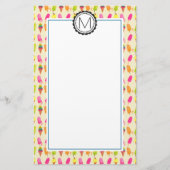 Popsicles and Ice Creme Personalisiert Monogram Briefpapier (Vorderseite)